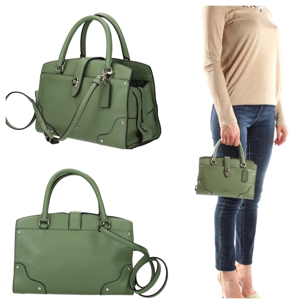 🆕 COACH Grain Leather Mercer 24 Clover Green - Picture 3 of 8